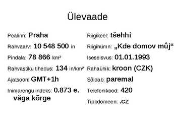 Tšehhi riigi ülevaade #2