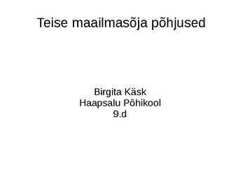 Teise maailmasõja põhjused