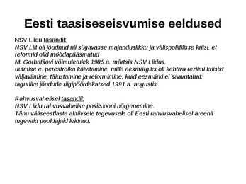 Eesti taasiseseisvumine #2