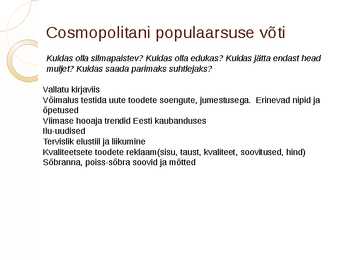 Cosmopolitan esitlus #12