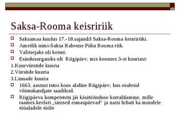 Saksamaa riiklik korraldus 17 -18 sajandil #2
