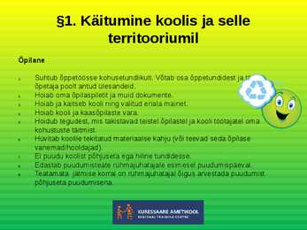 KURESAARE AMETIKOOLI ÕPILASTE SISEKORRAEESKIRI #3