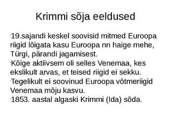 Türgi suurvõimu langus ja Krimmi sõda #5