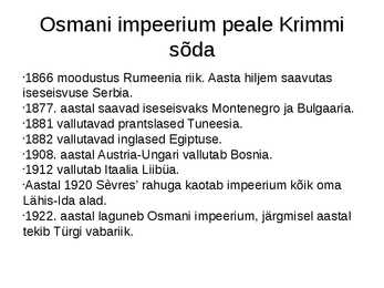 Türgi suurvõimu langus ja Krimmi sõda #9