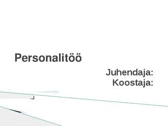 Iseseisevtöö Personalitöö