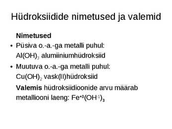 Hüdroksiidid e-alused #2