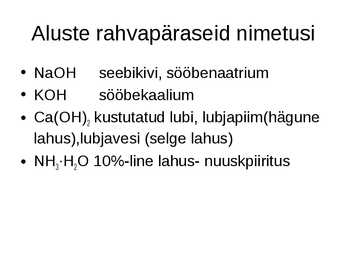 Hüdroksiidid e-alused #12