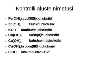 Hüdroksiidid e-alused #4