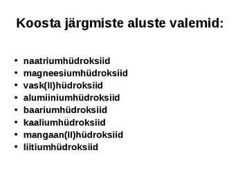 Hüdroksiidid e-alused #5