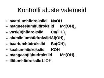 Hüdroksiidid e-alused #6