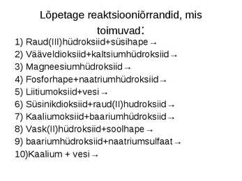Hüdroksiidid e-alused #9