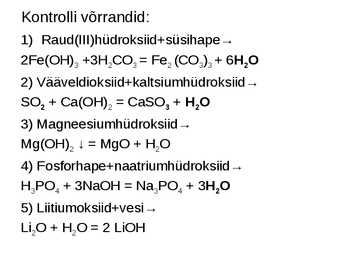 Hüdroksiidid e-alused #10