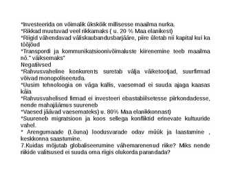 Mailmamajanduse kordamine #2