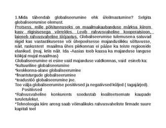 Mailmamajanduse kordamine