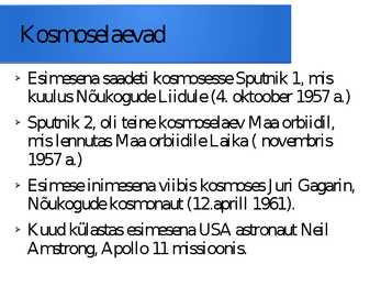 Kosmosekatsed ja Kuu #2