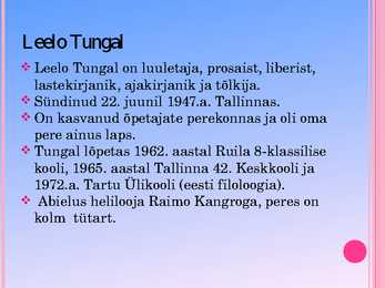 Leelo Tungal- Tedremäng- #2