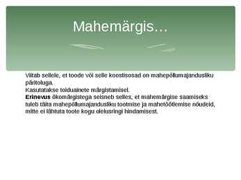 Keskkonnamärgised S N LUII #9