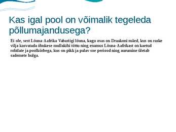 Lõuna-Aafrika Vabariigi põllumajanduse iseloomustus #9