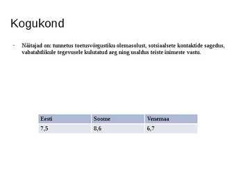 Heaolumajandus mõõtmise ja hindamise rahvusvahelised süsteemid #7