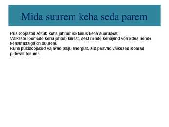 Kõigusoojasus ja püsisoojasus-raskete aegade üleelamine #11