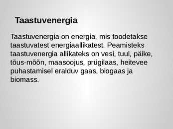 Taastuvenergia roll energiamajanduses #2