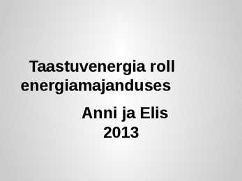 Taastuvenergia roll energiamajanduses