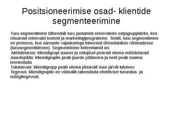Positsioneerimine ja sihtturundus #16