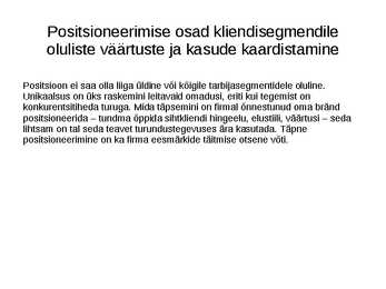 Positsioneerimine ja sihtturundus #17