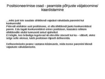 Positsioneerimine ja sihtturundus #20