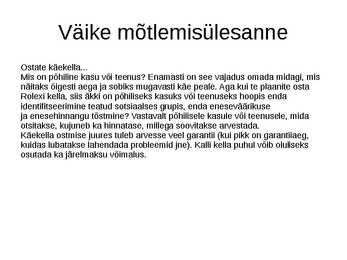 Positsioneerimine ja sihtturundus #7