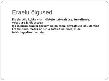 Eraelu puutumatus #5