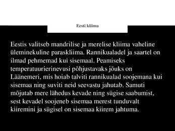 Kuidas veekogud mõjutavad eesti ilmastikku #2