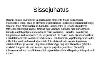 Hapnik ja selle avastamine #2