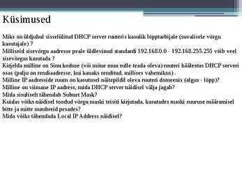 DHCP protokoll vastused #2