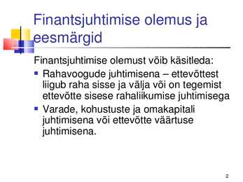 Finantsjuhtimine #2