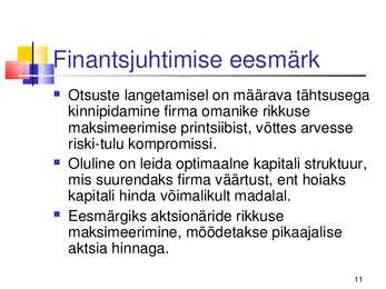 Finantsjuhtimine #11