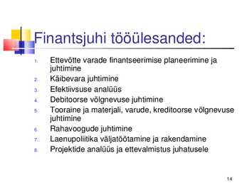 Finantsjuhtimine #14