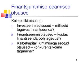 Finantsjuhtimine #5