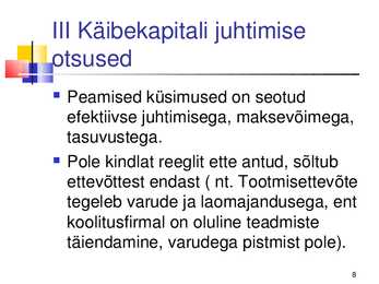 Finantsjuhtimine #8
