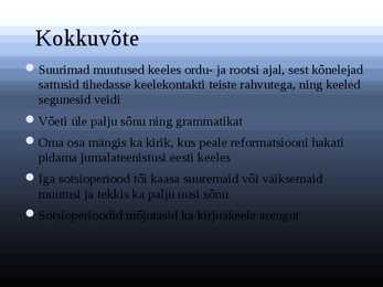 Eesti keele kujunemine #20
