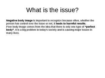 THE IMPACT OF THE MEDIA ON BAD BODY #3