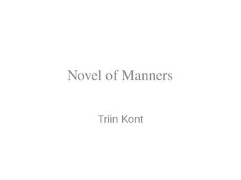 Novel of Manners