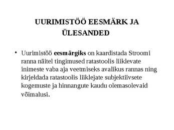 LIIKUMISPUUDEGA INIMESTE VÕIMALUSED AVALIKES RANDADES STROOMI RANNA NÄITEL #2