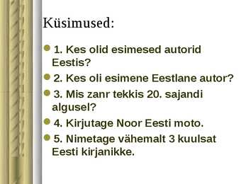 Kirjanduse areng eestis #7