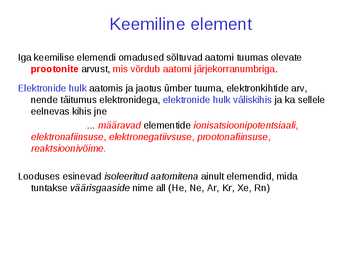 Keemilised elemendid #2