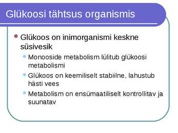 Süsivesikute ainevahetus ja labordiagnostika #2