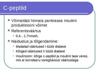 Süsivesikute ainevahetus ja labordiagnostika #35