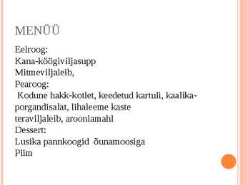 Laste kolmekäiguline menüü #2
