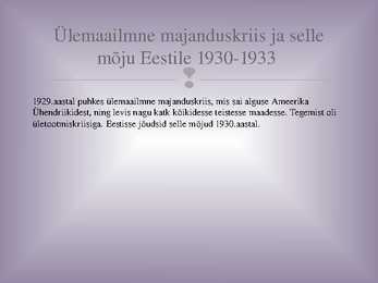 Eesti majandus aastatel 1930-1940 #2