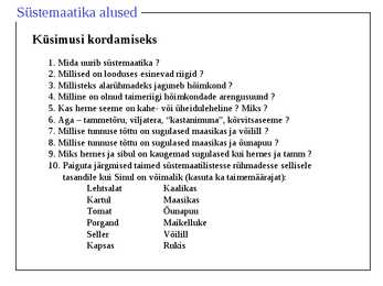 Süstemaatika #9